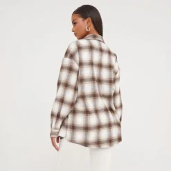 EGO Long Sleeve Oversized Shirt In Checked Beige -EGO Sales Store 17 01 23 pam46265 s scaled