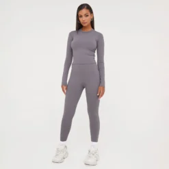 EGO High Neck Long Sleeve Super Stretch Top In Dark Grey -EGO Sales Store 17 01 23 pam46316 s 1 scaled