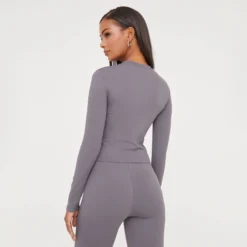 EGO High Neck Long Sleeve Super Stretch Top In Dark Grey -EGO Sales Store 17 01 23 pam46332 s scaled