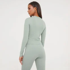 EGO High Neck Long Sleeve Super Stretch Top In Green -EGO Sales Store 17 01 23 pam46394 s scaled