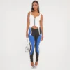 EGO Dipped Waist Motocross Detail Leggings In Blue