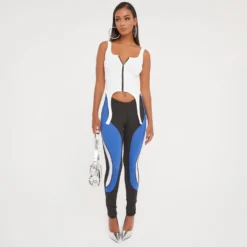 EGO Dipped Waist Motocross Detail Leggings In Blue