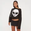 EGO Long Sleeve Martian Oversized Jumper In Black Knit