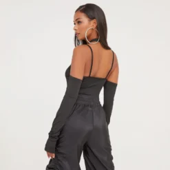 EGO High Neck Cold Shoulder Double Layer Bodysuit In Black -EGO Sales Store 17 01 23 pam47019 s scaled