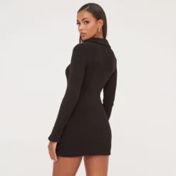 EGO Long Sleeve Collared Mini Bodycon Dress In Black Knit -EGO Sales Store 17 01 23 pam47159 s scaled