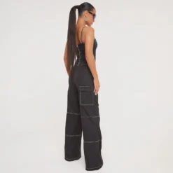 EGO High Waist Contrast Stitch Detail Wide Leg Trousers In Black -EGO Sales Store 19 01 23 ming48236 s scaled