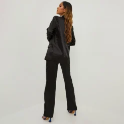 EGO High Waist Straight Leg Trousers In Black Satin -EGO Sales Store 20 10 22 annab14631 scaled