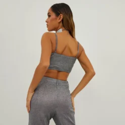 EGO Thin Straps Square Neck Bralet In Silver Glitter 6 EGO Thin Straps Square Neck Bralet In Silver Glitter -EGO Sales Store 20 10 22 annab14780 scaled