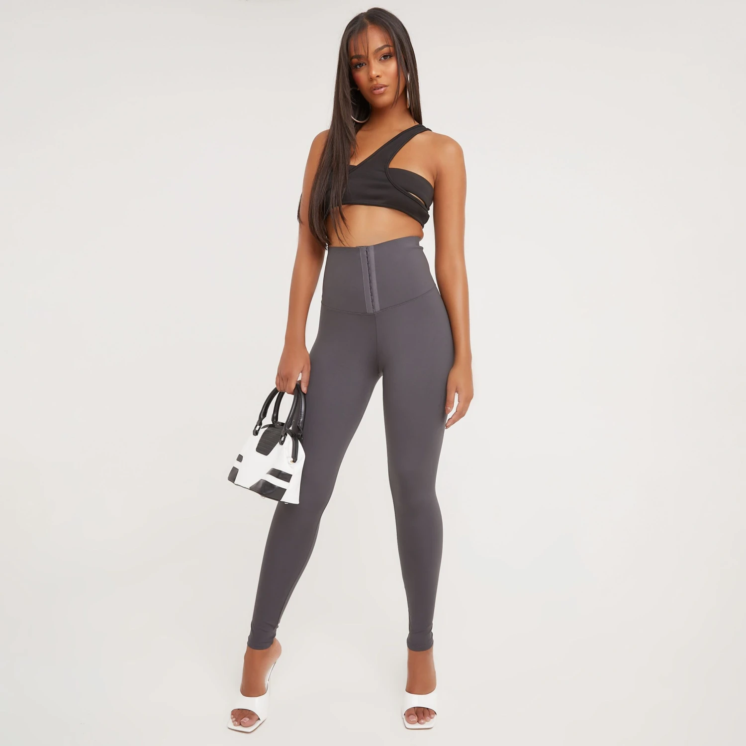 EGO High Waist Corset Detail Seamless Leggings In Grey 4 EGO High Waist Corset Detail Seamless Leggings In Grey - Image 4