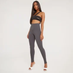 EGO High Waist Corset Detail Seamless Leggings In Grey