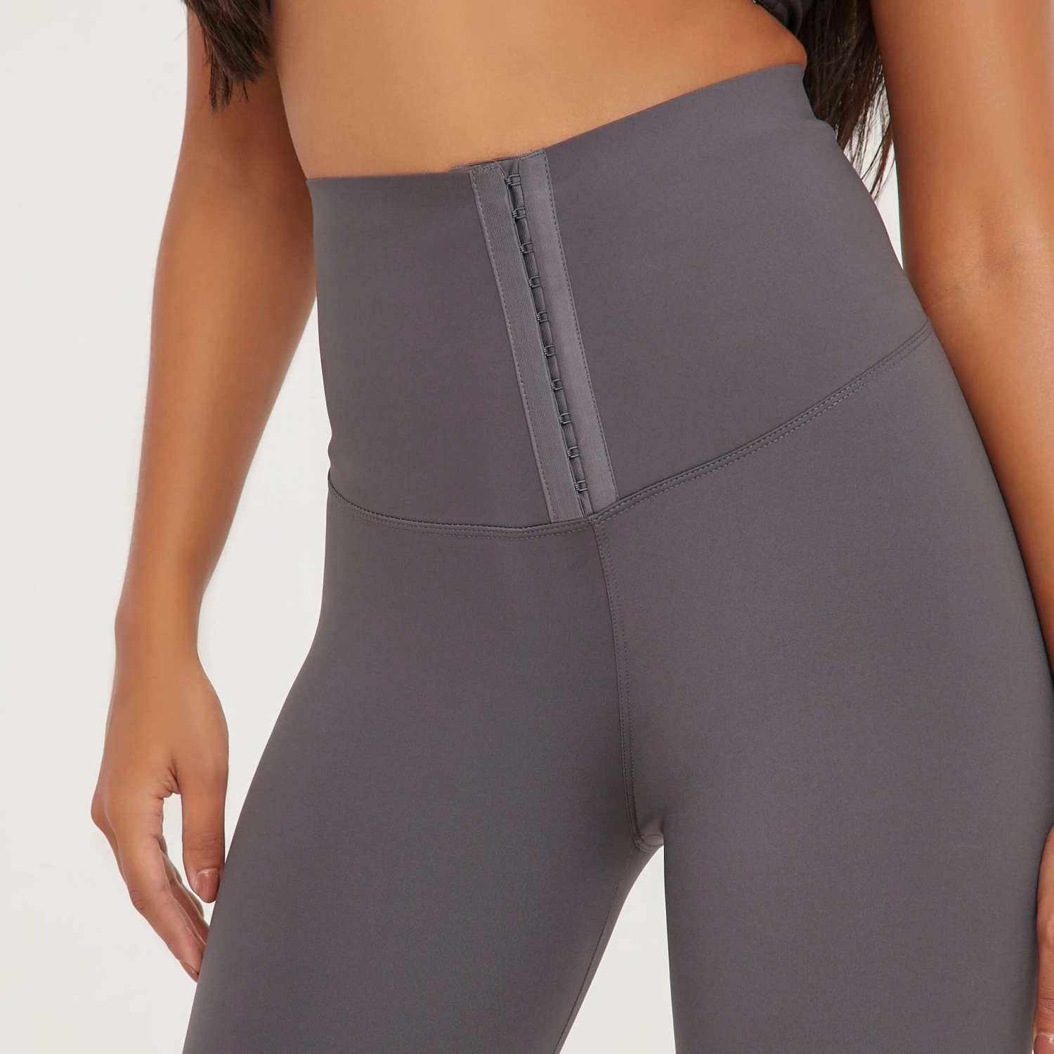 EGO High Waist Corset Detail Seamless Leggings In Grey 2 EGO High Waist Corset Detail Seamless Leggings In Grey - Image 2