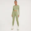 EGO High Waist Contour Detail Active Leggings In Pale Khaki