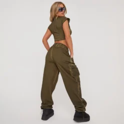 EGO Tie Waist Seam Detail Cargo Joggers In Acid Wash Khaki -EGO Sales Store 21 12 22 em39629 s scaled