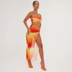 EGO High Waist Ruched Side Detail Split Leg Maxi Skirt In Orange Ombre Print Mesh -EGO Sales Store 23 05 23 ming102040 sq scaled