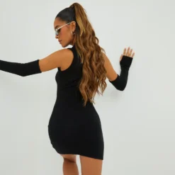 EGO High Neck Mini Bodycon Dress With Sleeves In Black Knit -EGO Sales Store 23 22 09 annabel2148 sq scaled