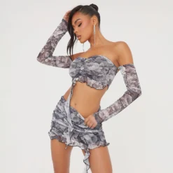 EGO Ruched Frill Hem Detail Mini Bodycon Skirt In Grey Rose Print Mesh -EGO Sales Store 24 01 23 jul49599 s scaled