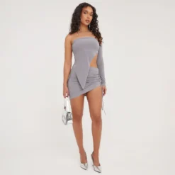 EGO Bandeau One Sleeve Asymmetric Top In Grey Slinky 7 EGO Bandeau One Sleeve Asymmetric Top In Grey Slinky -EGO Sales Store 24 02 23 nahome62592 s copy scaled