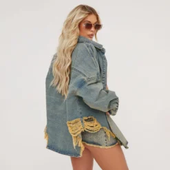 EGO Oversized Curved Hem Distressed Detail Shirt In Blue Dirty Wash Denim -EGO Sales Store 25 04 23 em89498 s scaled