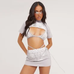 EGO High Waist Strappy Detail Graphic Print Mini Bodycon Skirt In Grey -EGO Sales Store 25 05 23 jul104545 s scaled