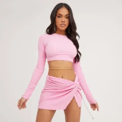 EGO Knot Detail Textured Mini Skirt In Pink -EGO Sales Store 25 05 23 jul105119 sq scaled