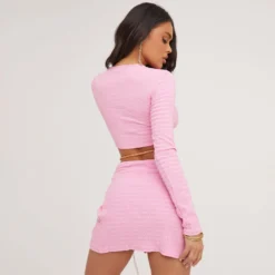 EGO Knot Detail Textured Mini Skirt In Pink -EGO Sales Store 25 05 23 jul105131 sq scaled