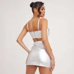 EGO High Waist Pocket Front Detail Mini Bodycon Skirt In Silver Metallic -EGO Sales Store 25 05 23 jul105490 s scaled