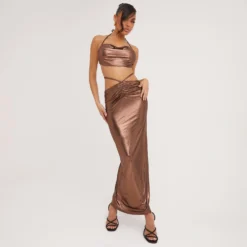 EGO High Waist Strappy Detail Maxi Skirt In Bronze Metallic -EGO Sales Store 25 05 23 jul105873 s scaled