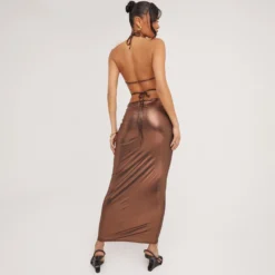 EGO High Waist Strappy Detail Maxi Skirt In Bronze Metallic -EGO Sales Store 25 05 23 jul105894 s scaled