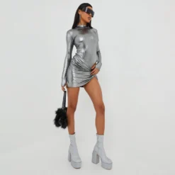 EGO High Neck Long Sleeve Bodysuit In Grey Metallic -EGO Sales Store 25 10 22 jul16147 scaled