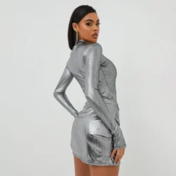 EGO Side Twist Detail Mini Bodycon Skirt In Grey Metallic -EGO Sales Store 25 10 22 jul16206 scaled