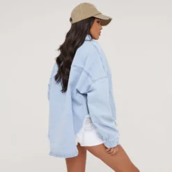 EGO Oversized Curved Hem Distressed Detail Shirt In Blue Denim -EGO Sales Store 27 04 23 jul90731 sq scaled
