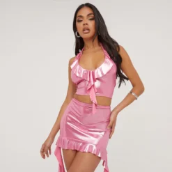 EGO High Waist Drape Frill Detail Mini Skirt In Pink Metallic -EGO Sales Store 27 04 23 jul90824 sq scaled