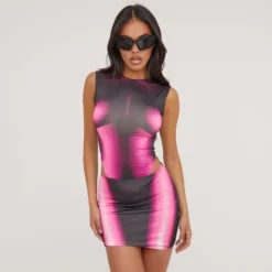 EGO Glow Body Print Mini Micro Bodycon Skirt In Pink Multi -EGO Sales Store 27 04 23 jul91565 sq scaled