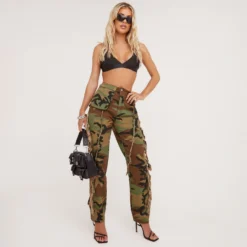 EGO High Waist Frayed Detail Straight Leg Cargo Trousers In Green Camo Print -EGO Sales Store 27 06 23 emh125326 s scaled