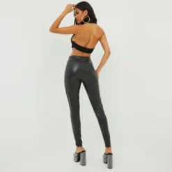 EGO High Waist Lace Up Detail Skinny Trousers In Black Faux Leather -EGO Sales Store 27 09 22 julyanna0186 copy scaled