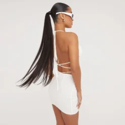 EGO High Waist Ruched Detail Mini Bodycon Skirt In Cream Linen -EGO Sales Store 28 03 23 ming75813 s scaled