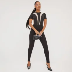 EGO Short Sleeve Mesh Panel Detail Bodysuit In Black Slinky -EGO Sales Store 28 03 23 ming76112 s scaled