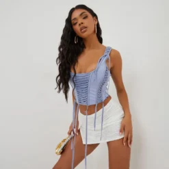 EGO Scoop Neck Lace Up Detail Structured Corset Top In Blue 7 EGO Scoop Neck Lace Up Detail Structured Corset Top In Blue -EGO Sales Store 28 07 229156 scaled