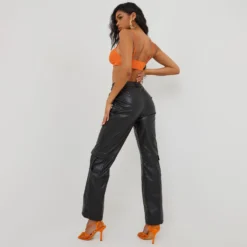 EGO High Waist Pocket Detail Straight Leg Trousers In Black Faux Leather -EGO Sales Store 28 07 229520 scaled