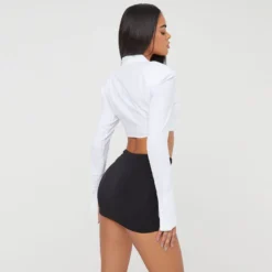 EGO Long Sleeve Structured Corset Detail Cropped Shirt In White -EGO Sales Store 28 11 22 july28967 copy scaled