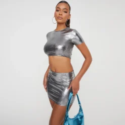 EGO Mid Rise Mini Bodycon Skirt In Silver Metallic -EGO Sales Store 29 11 22 pam30450 sq scaled