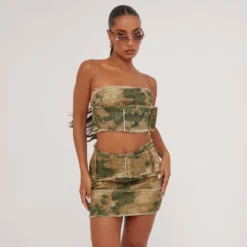 EGO Raw Hem Detail Belted Mini Bodycon Skirt In Khaki Camo Canvas -EGO Sales Store 30 05 23 ming107392 sq scaled