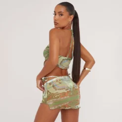 EGO Low Rise Split Side Detail Mini Skirt In Dollar Bill Printed Mesh -EGO Sales Store 30 05 23 ming107885 sq scaled