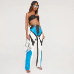 EGO High Waist Zip Detail Motocross Straight Leg Trousers In Blue Multi Faux Leather -EGO Sales Store 31 01 23 unya51492 s scaled