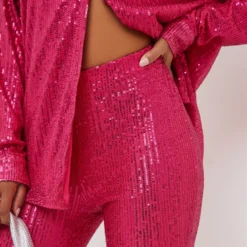 EGO High Waist Flared Leg Trousers In Pink Sequin 8 EGO High Waist Flared Leg Trousers In Pink Sequin -EGO Sales Store clh043 tr pk 3 scaled
