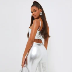 EGO Square Neck Structured Corset Top In Silver Metallic -EGO Sales Store clh053 tp si 3 scaled