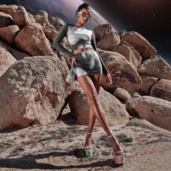 EGO Body Print Detail Mini Bodycon Skirt In Grey Slinky -EGO Sales Store la area2356437 sq scaled