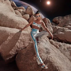 EGO High Waist Split Hem Trousers In Silver Metallic -EGO Sales Store la area2356644 rt2 sq scaled