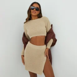EGO Cut Out Sleeve Detail Cropped Jumper In Beige Knit -EGO Sales Store sunglasses 15 09 22 noara 19212 scaled